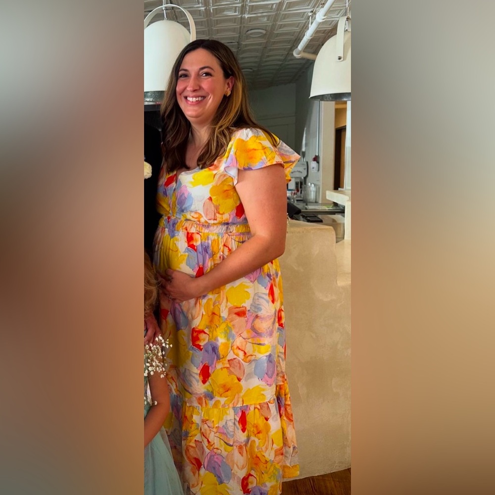 Bright floral maternity dress